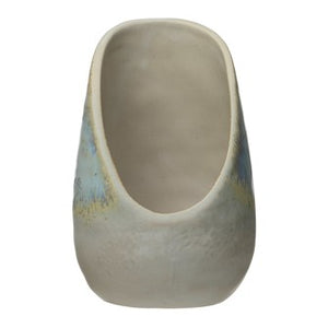 DF4061   3-1/2" Round x 5-1/2"H Stoneware Spoon Rest, Blue Reactive Glaze