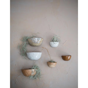 DF4833A  Small stoneware wall planter reactive glaze