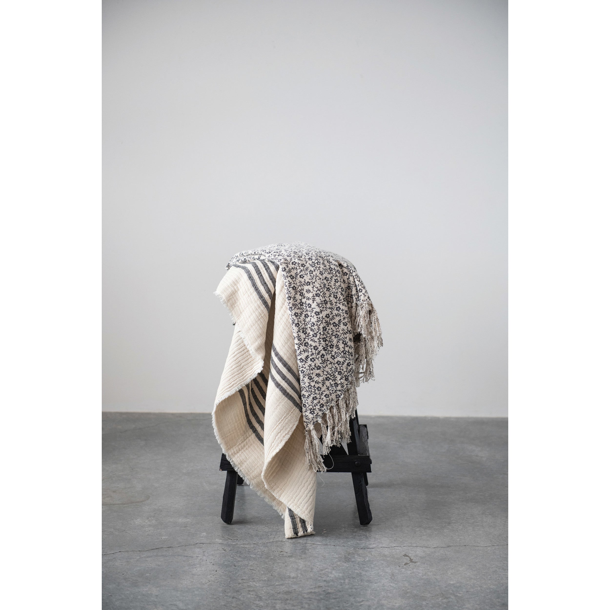 DF5212  Double Cloth Stitched Throw with Frayed Edges