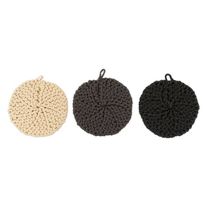 DF5464A   Cotton Crocheted Pot Holder, 3 Colors