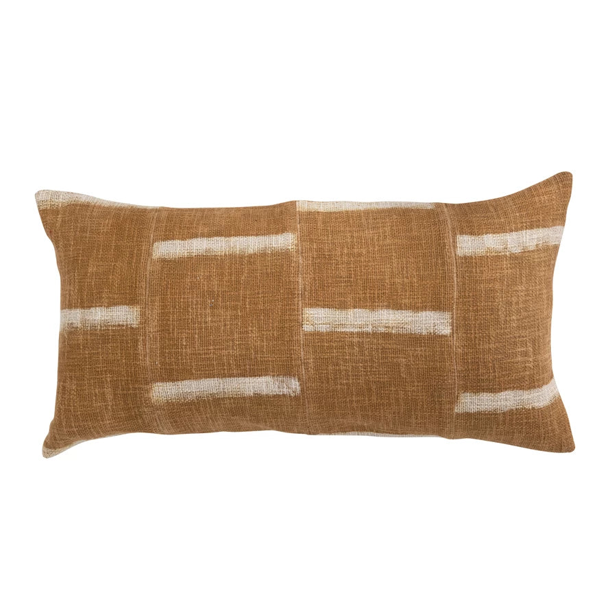 DF5840   28" x 14" Cotton Printed Pieced Lumbar Pillow DF5840