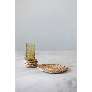 DF6342   Hand-Woven Water Hyacinth Trivet and 4" Round Coasters