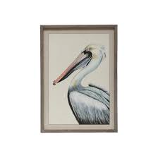 DF2780       Pelican Image Wood Framed Wall Decor