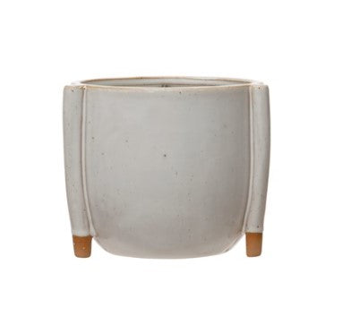 DF4906  Stoneware Footed Planter with Reactive Glaze, Large